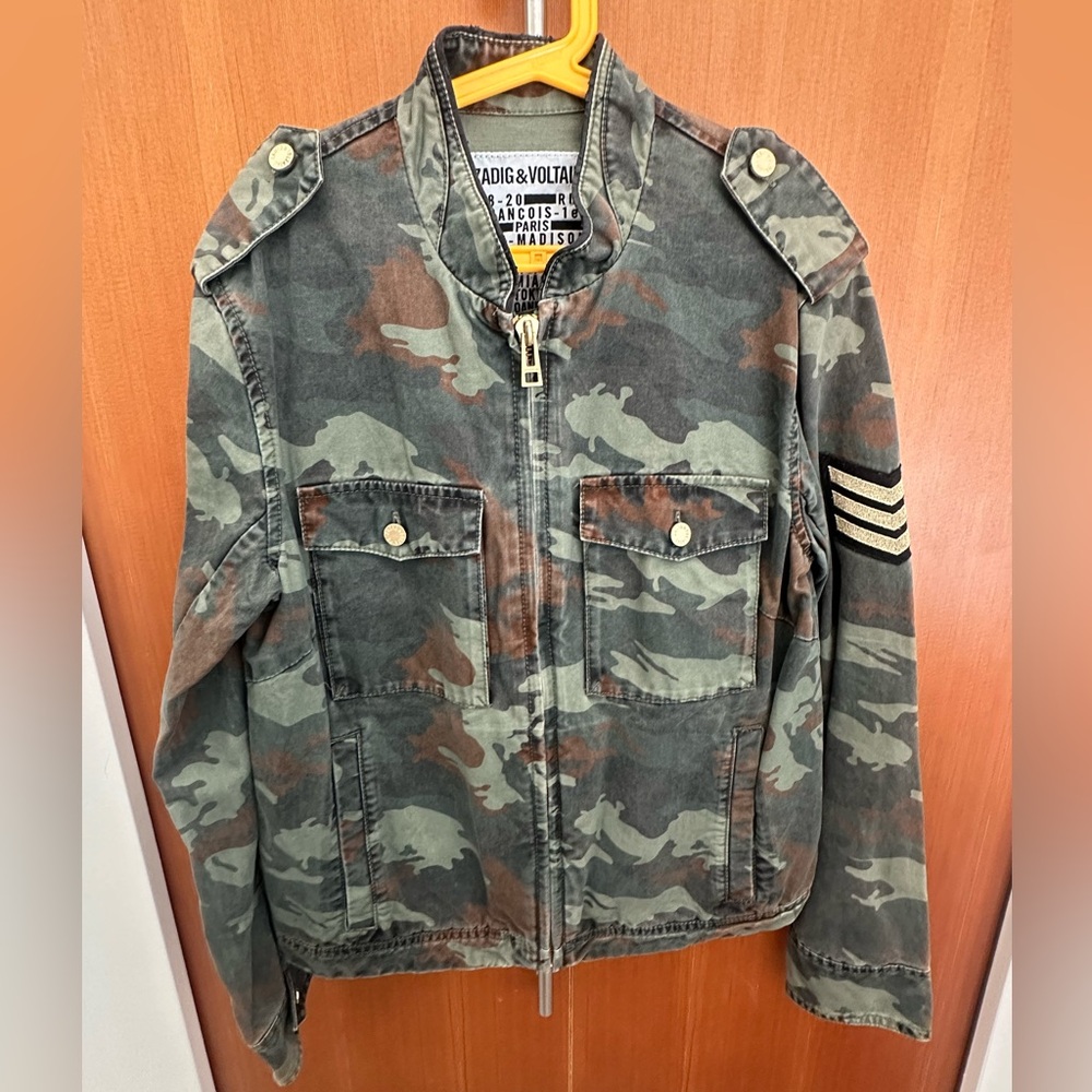 Zadig & Voltaire Camo Military Utility Jacket Size Small